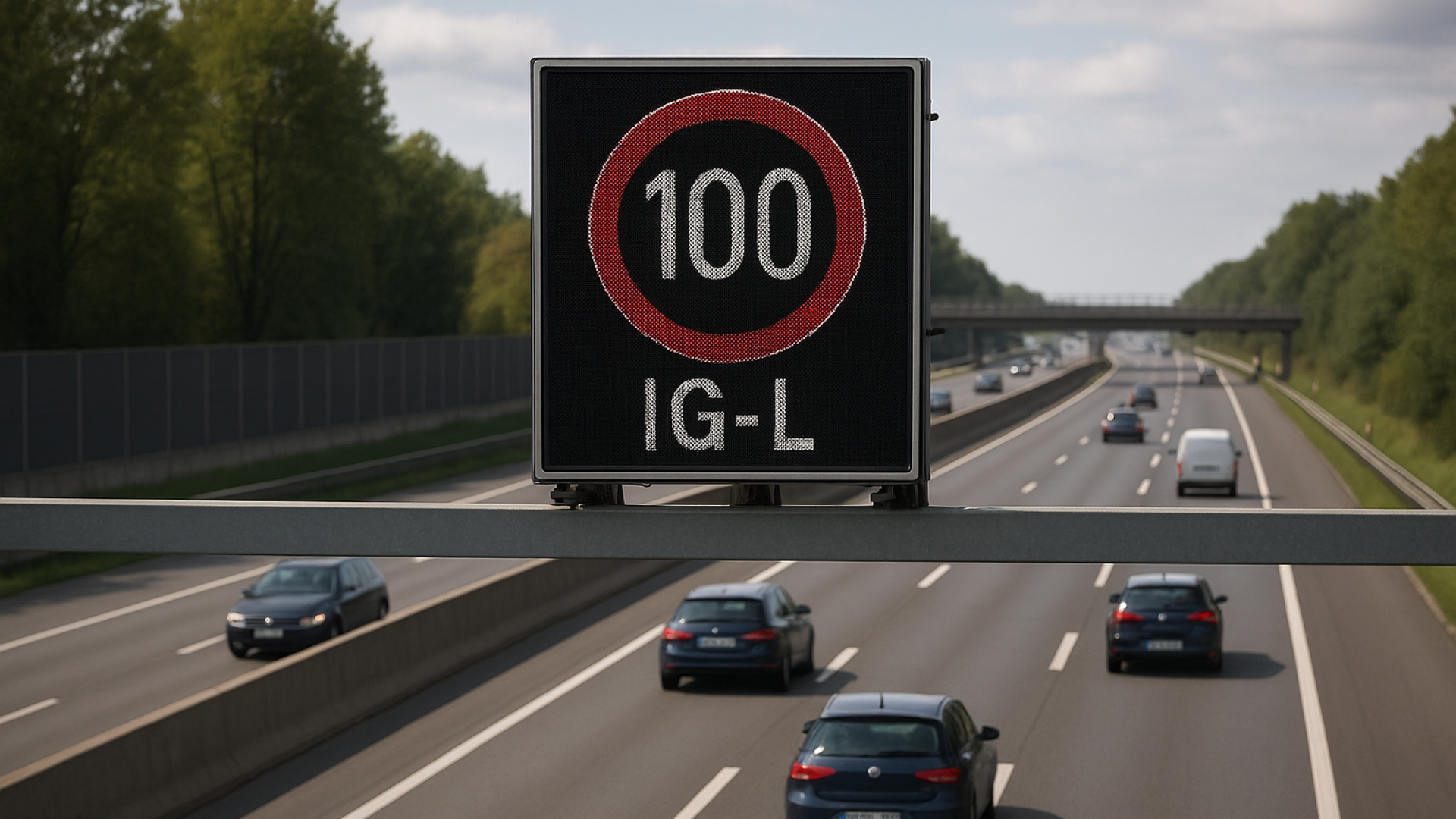 IG-L Tempolimit 100 km/h Schild auf österreichischer Autobahn